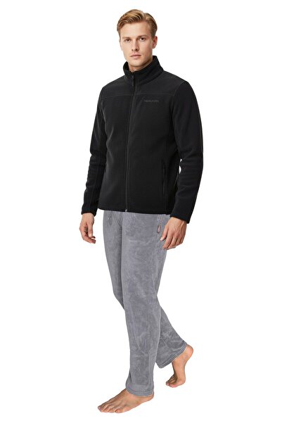THERMOFORM Men's Full Zipper Winter Top and Bottom Fleece Tracksuit Set Black...
