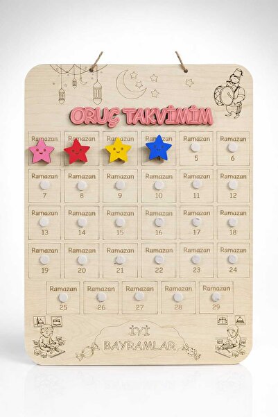 Vegüba 2026 Ahşap Dekoratif Ramazan Oruç Takvimi Çocuk Ramazan Etkinlik Panosu