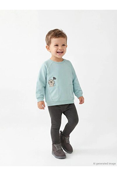 LC Waikiki Green Baby Boy Printed Sweatshirt and Sweatpants (S6)