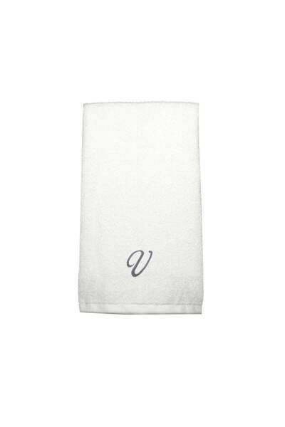 BYFT Embroidered For You منشفة يد مزينة بحرف "V" مطرز بخيوط فضية من القطن، حر...
