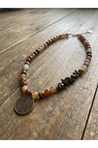 elemeğim Necklace Natural Stone Necklace Agate Natural Stone Necklace