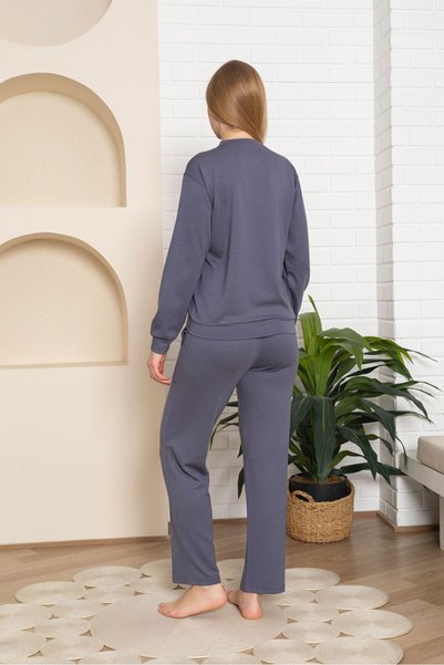 BAYLIN FASHION Smoked Crew Neck Modal Lycra Suit with Pockets