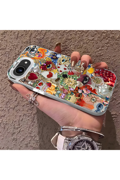 ARTISHELL iPhone 16e Uyumlu Sanat Desenli Akrilik Arka Kapak Silikon Çerçeve ...