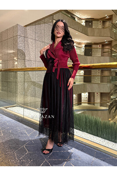 Warazan Tulle dress with a waist belt - Free size, fits sizes S to XXXL