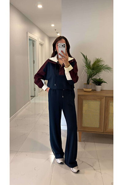 BİRCANÇİL Set Wiossa Bleumarin Roșu Claret cu secțiuni Modal