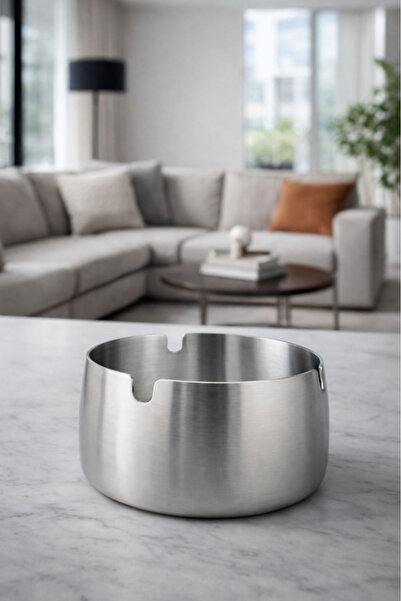 AYGÖREN HOME Ασημί Χρώμα Μεταλλικό Τασάκι Μοντέρνου Σχεδιασμού Κομψό και Εκλε...