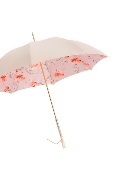 PASOTTI Fildişi Ve Pembe Çiçekli Şemsiye Manuel Açma Uzunluk: 93 Cm - Çap: 10...