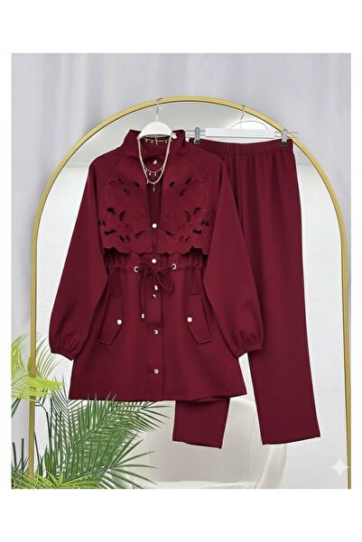 YILMAZBARMAZ Women's Laser Cut Two-Piece Set