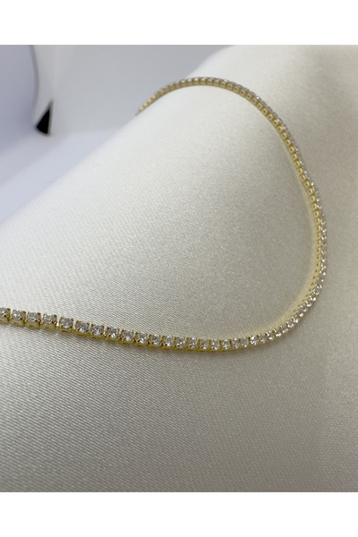 Samu Accessories 1mm Kare Taşlı Su Yolu Çelik Kolye - Golden Ghost Princess