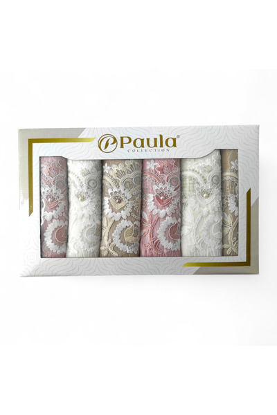 MORRİVAL 50×90 6 قطع مناشف دانتيل مزينة بالأحجار في صندوق هدايا للاستخدام اليومي