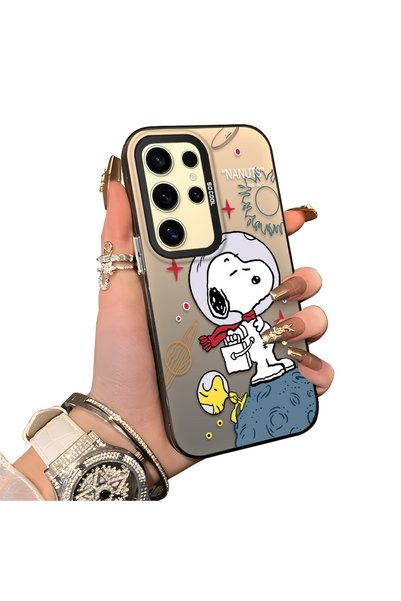 quırkshıeld Samsung Galaxy S24 Ultra Compatible Hard Acrylic Back Silicone Edge Lens Protection Case Snoopy Pattern