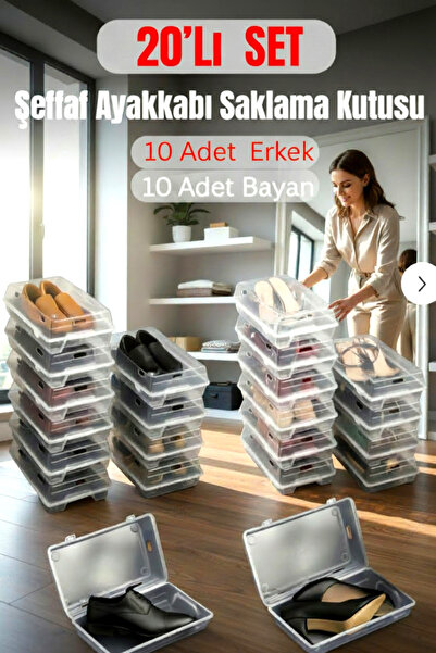 Canbay Store 20’li Set Şeffaf Ayakkabı Kutusu Erkek& – Ayakkabı Saklama Kutus...