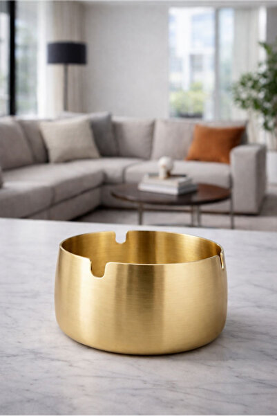 AYGÖREN HOME Χρυσόχρωμο Μεταλλικό Τασάκι Μοντέρνου Σχεδιασμού Κομψό και Εξαιρ...