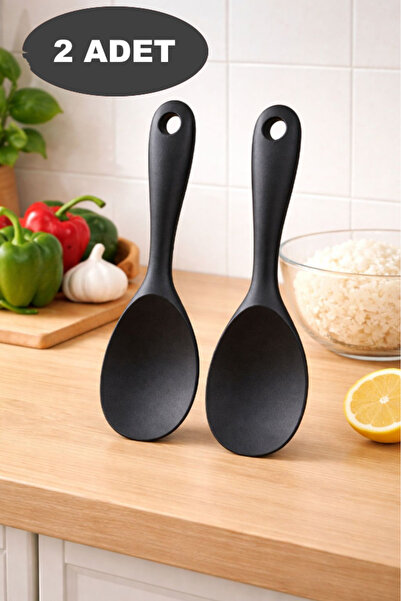 AYGÖREN HOME 2 Adet Ultra Sert Uçlu Silikon Servis Pilav Tatlı Kaşığı Kaşık S...