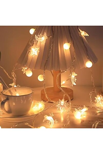 Generic 10-LED Ramadan Decorative String Light with Stars, Moons & White Balls