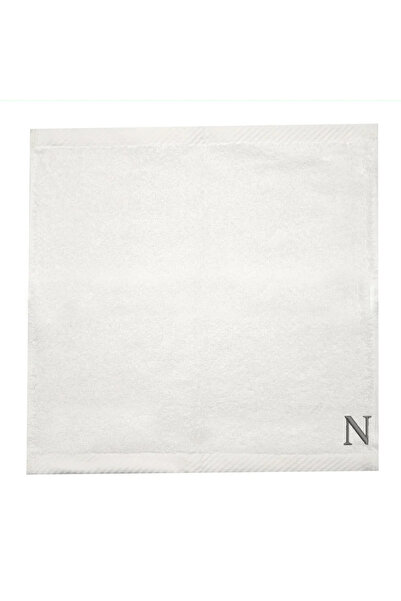 BYFT Embroidered For You Monogrammed Letter "N" FaceTowel Silver Thread Cotto...