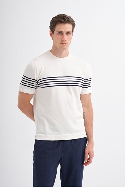 Cazador Erkek Triko T-shirt 30400 EKRU