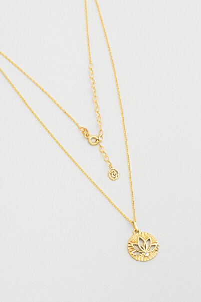 So CHIC... Lotus Işığı 18 Ayar Sarı Altın Kaplama 46 Cm Gümüş Kolye