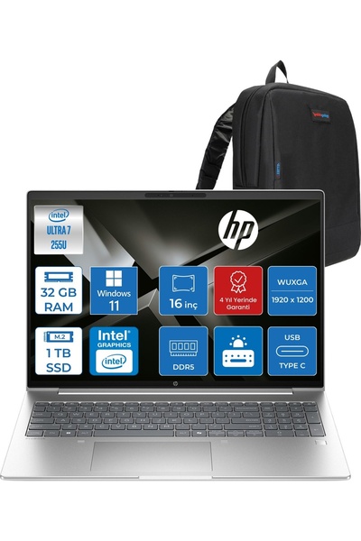 HP Probook 4 G1I Ultra7 255U 32GB 1tbSSD 300 Nits 16''inç 1920 x 1200 WIN11HO...