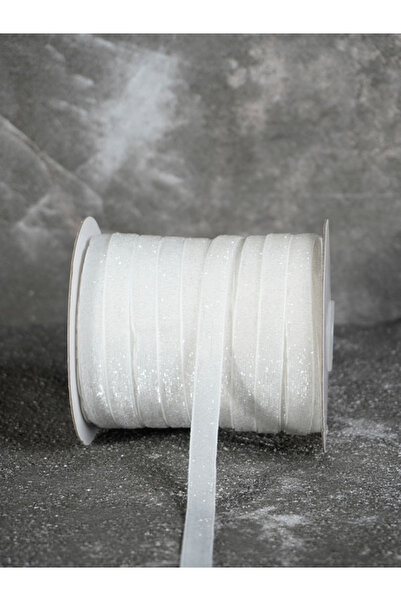 ARN Βελούδινη διακοσμητική κορδέλα 1 εκ. 3 μέτρα (λευκή) - κορδέλα με γκλίτερ...