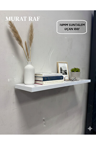 MURAT RAF Tekli Duvar Rafı Uçan Raf Dekoratif Raf 15*50 ürün Beyaz Raf 18mm S...