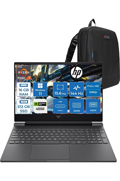 HP Victus Ryzen 7-7445HS 16GB 512GBSSD Rtx RTX4050/6GB 15.6" WIN11PRO WBX9U9E...