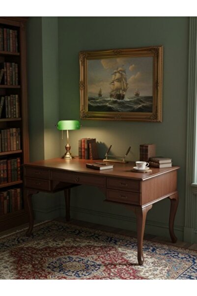 Gazzini Furniture Throne Fransız Still Çekmeceli Ahşap Çalışma Masası 75x160