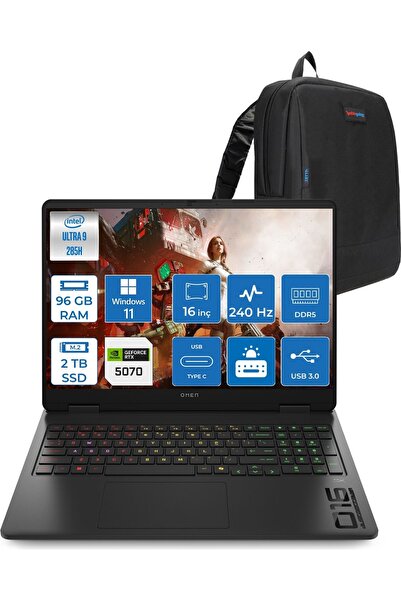 HP Omen Slim Ultra 9 285H Aı 96GB 2tbSSD 8GB/RTX5070 16" 240 Hz W11HOME CD7J9...