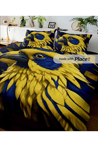 Elmas Dizayn 240X260 cm Double Bedding Set Cotton Satin Yellow Canary Yellow ...