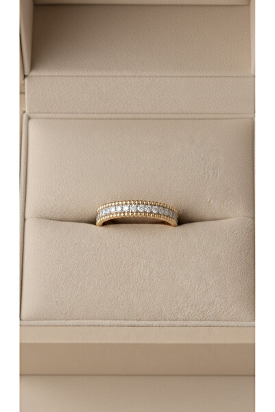 Lune Design Gold-Silver Çift Renkli Ayarlanabilir Minimalist Zirkon Taşlı Tam...