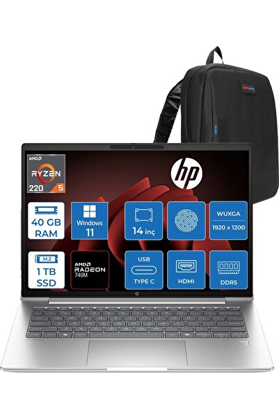 HP Probook 4 G1AH 14 Ryzen 5 220 40GB Ddr5 1tb SSD W11PRO 14" Wuxga IPS CV0E6...