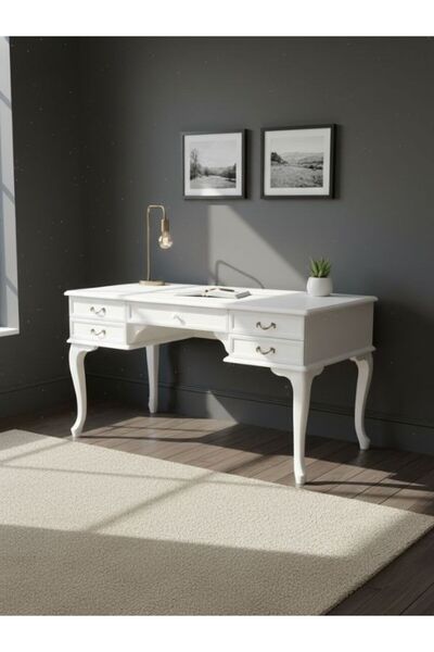 Gazzini Furniture Throne Fransız Still Çekmeceli Ahşap Çalışma Masası 75x160