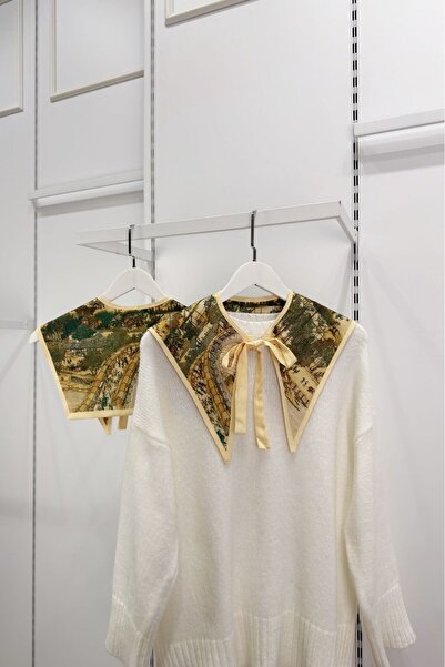 Faya Boutique Haki Yeşili Bridge Desenli Muse Yaka