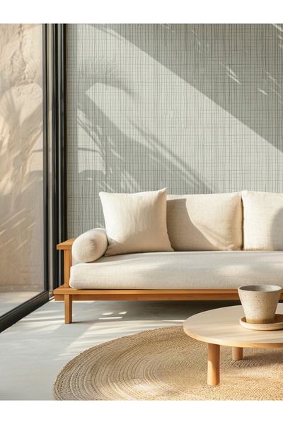 Tasarım Minimal Çizgili Doku Duvar Kağıdı Poster – Doğal Tonlu Modern Salon D...