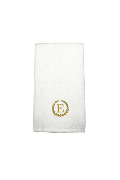 BYFT Embroidered For You منشفة يد مزينة بحرف "E" مطرز بخيوط ذهبية من القطن، ح...