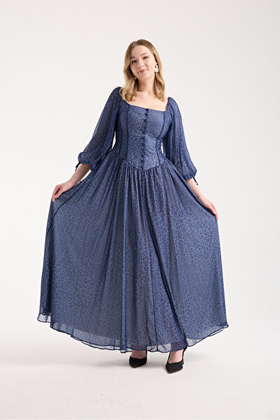 Stylish Stylish chiffon long dress with a leopard print