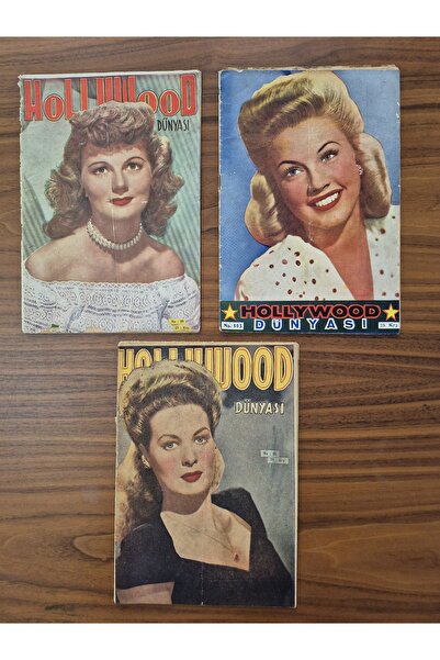 Edi Antik 3 Adet 1946 Tarihli Hollywood Dünyası Dergi. Bol resimli Türkçe Hol...