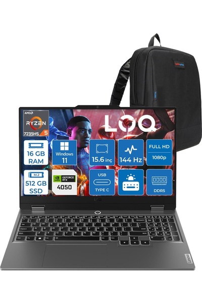 LENOVO Loq 15ARP9 Ryzen 5 7235HS 16GB 512GB SSD W11HOME RTX4050 6gb 15.6" IPS...