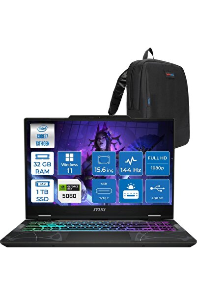 MSI Cyborg 15 I7 13620H 32GB 1tb SSD RTX5060 8gb W11PRO 15.6" 144HZ IPS B13WF...