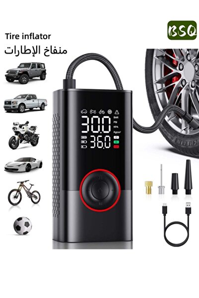 Generic BSQ Digital Car Tire Inflator | Portable Wireless Mini Air Pump | Wit...