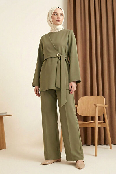 MODAQU Cross-Tie Tunic Pants Scuba Set - Khaki