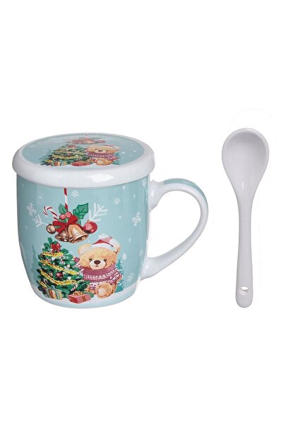 OEM Christmas Mug with Lid & Spoon Set with Bear Pattern 340ml - 3 pieces