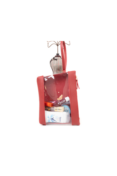 Yul Atelier Şeffaf Vegan Deri Makyaj Çantası – Metal Fermuarlı, Bileklik Askılı