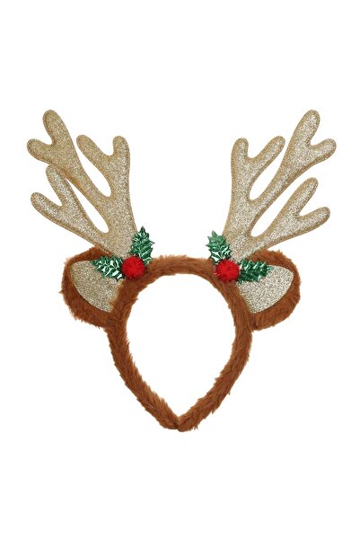 OEM Coronita Par de Craciun cu Cornite de Ren Maro Vasc Pomusoare Rosii Glitt...