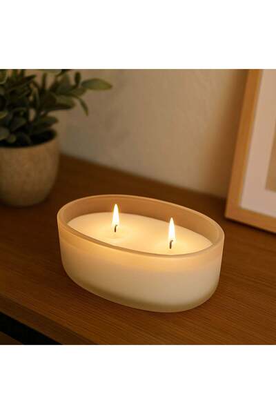 OEM White Scented Summer Candle in Oval Frosty Container 18.5x10.5x8cm