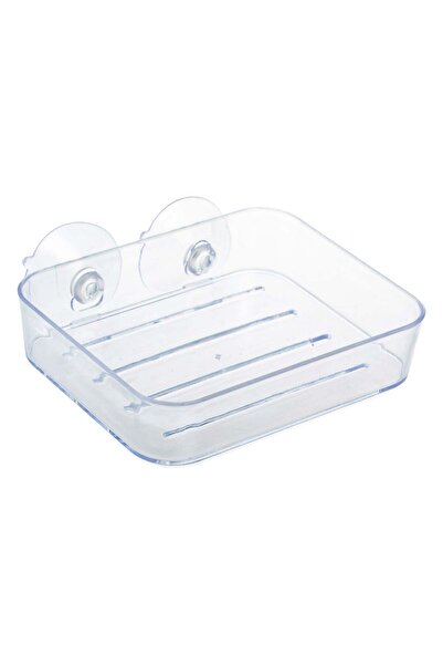 OEM Transparent Plastic Soap Dish with Suction Cups 13.4x11.5x3.2cm
