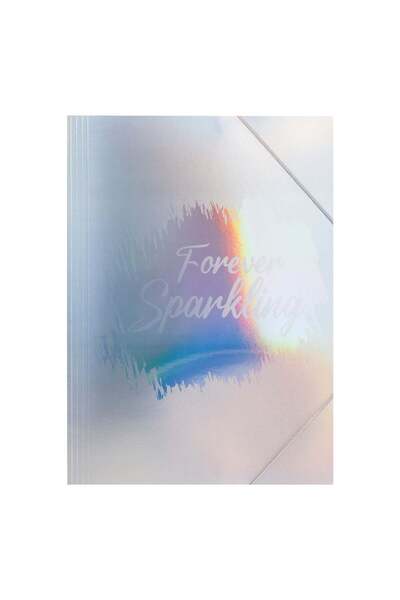 OEM Mapa din Carton Holografic Argintiu cu Elastic 25x35cm