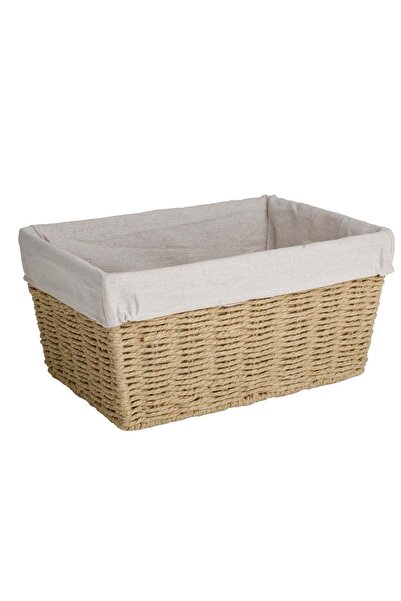 OEM Beige Woven Storage Basket 34x24x16.5cm