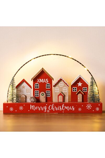 OEM Μεταλλικό Χριστουγεννιάτικο Διακοσμητικό Σπιτάκι σε Βάση LED 30x18εκ.