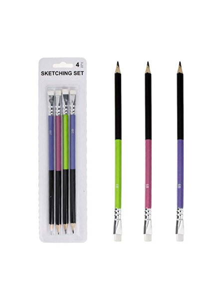 OEM Set Creioane Schite Bicolore cu Radiera - 4buc